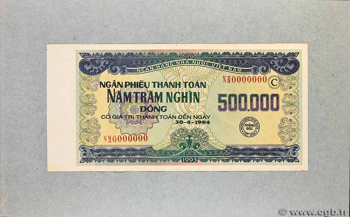500000 Dong Épreuve VIETNAM  1993 P.113s AU