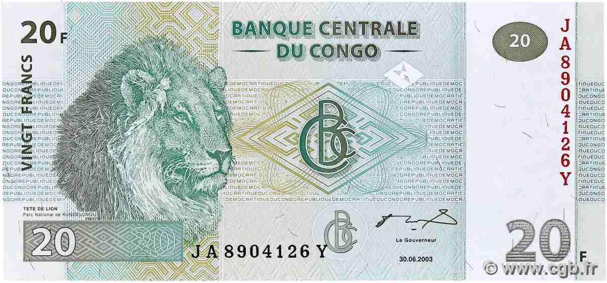 20 Francs RÉPUBLIQUE DÉMOCRATIQUE DU CONGO  2003 P.094A NEUF