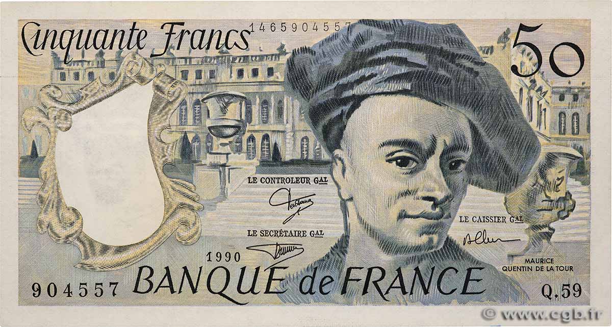 50 Francs QUENTIN DE LA TOUR FRANCE  1990 F.67.16 SPL+