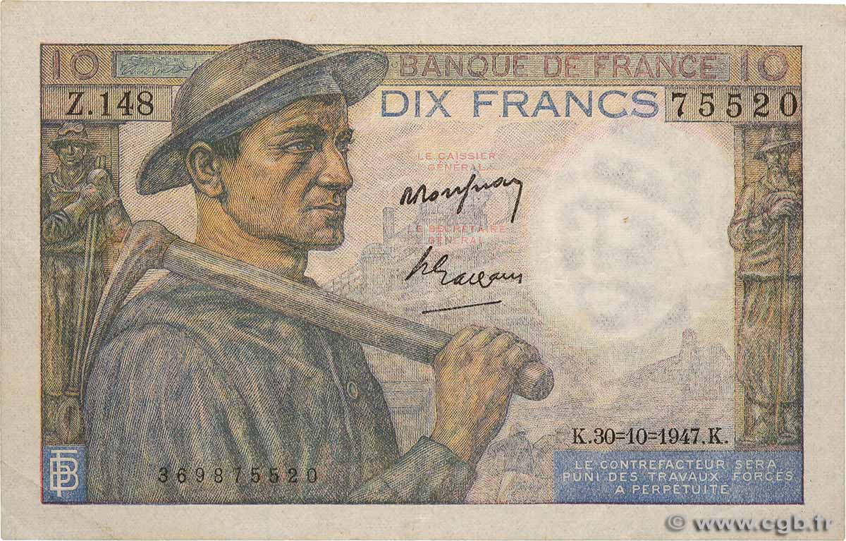 10 Francs MINEUR FRANCE  1947 F.08.18 TTB
