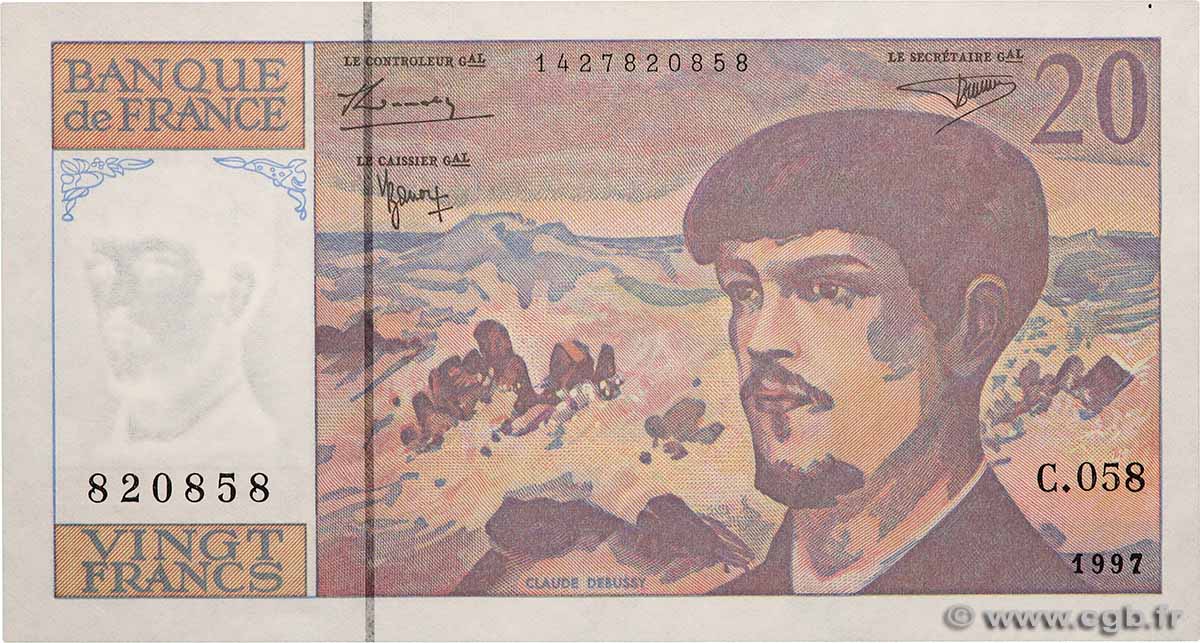 20 Francs DEBUSSY Modifié FRANKREICH  1997 F.66ter.02 VZ