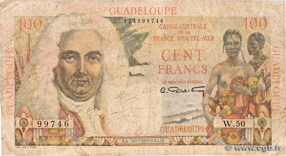 100 Francs La Bourdonnais GUADELOUPE  1946 P.35 B