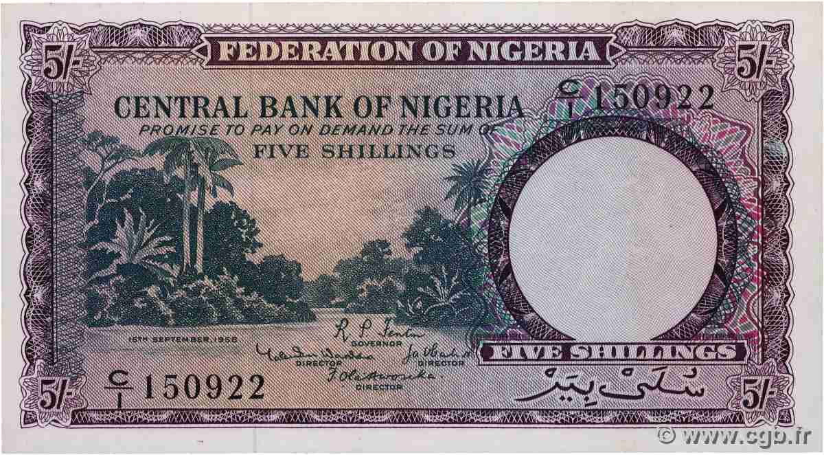 5 Shillings NIGERIA  1958 P.02a NEUF