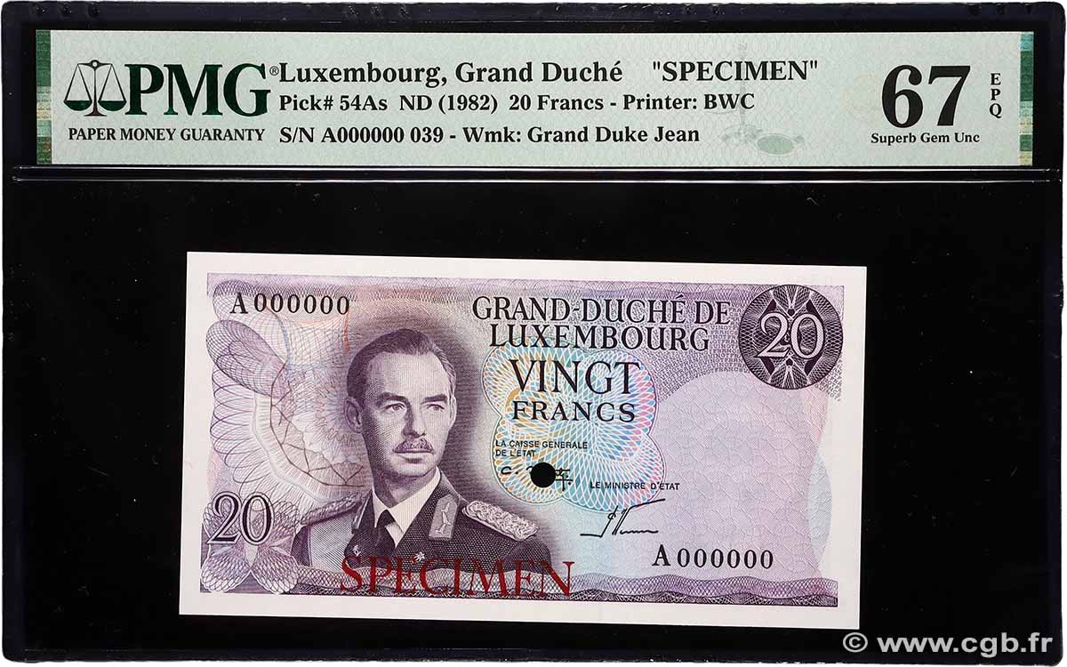 20 Francs Spécimen LUXEMBOURG  1982 P.- (54var)s NEUF
