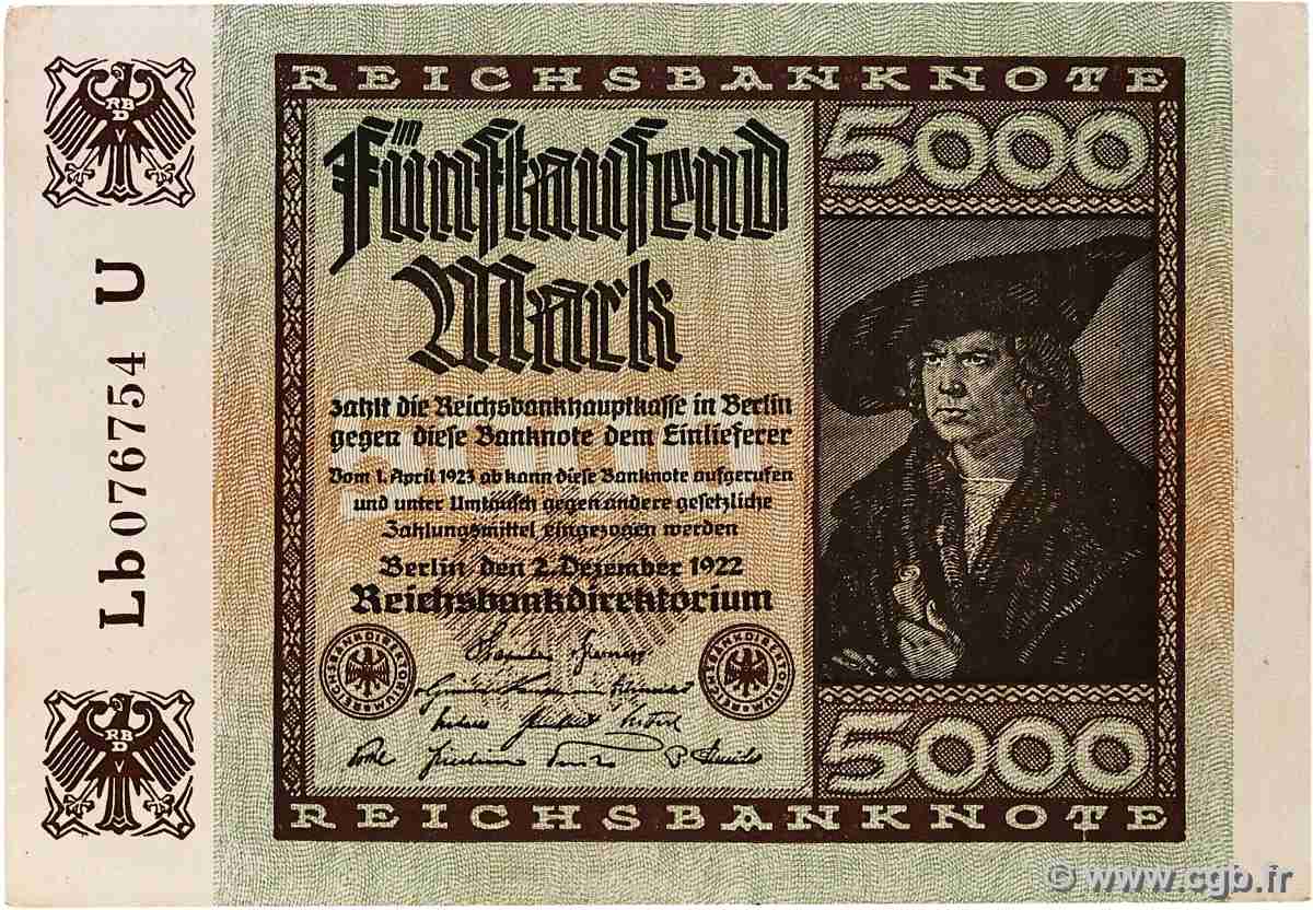 5000 Mark ALLEMAGNE  1922 P.081d SUP