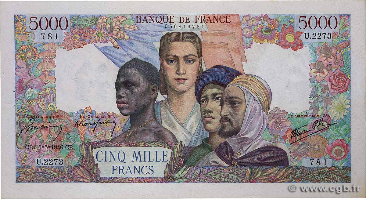 5000 Francs EMPIRE FRANÇAIS FRANCE  1946 F.47.53 XF+