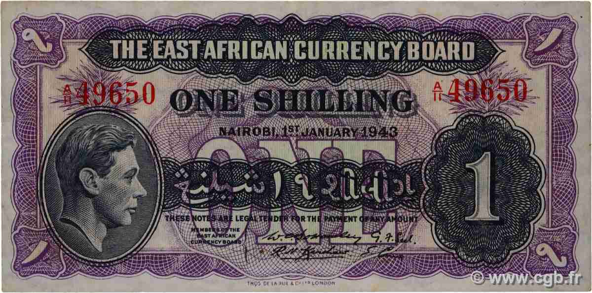 1 Shilling AFRIQUE DE L&nbsp;EST  1943 P.27 TTB+
