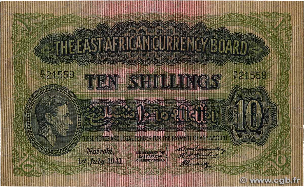 10 Shillings AFRIQUE DE L&nbsp;EST  1941 P.29a TTB+