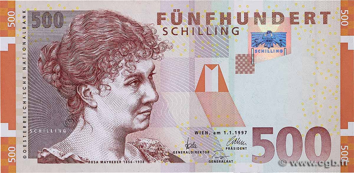 500 Schilling AUSTRIA  1997 P.154 q.FDC