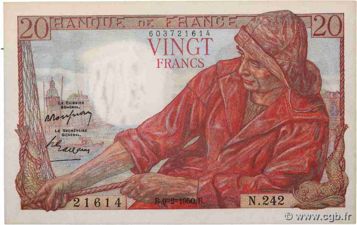 20 Francs PÊCHEUR FRANKREICH  1950 F.13.17 fST
