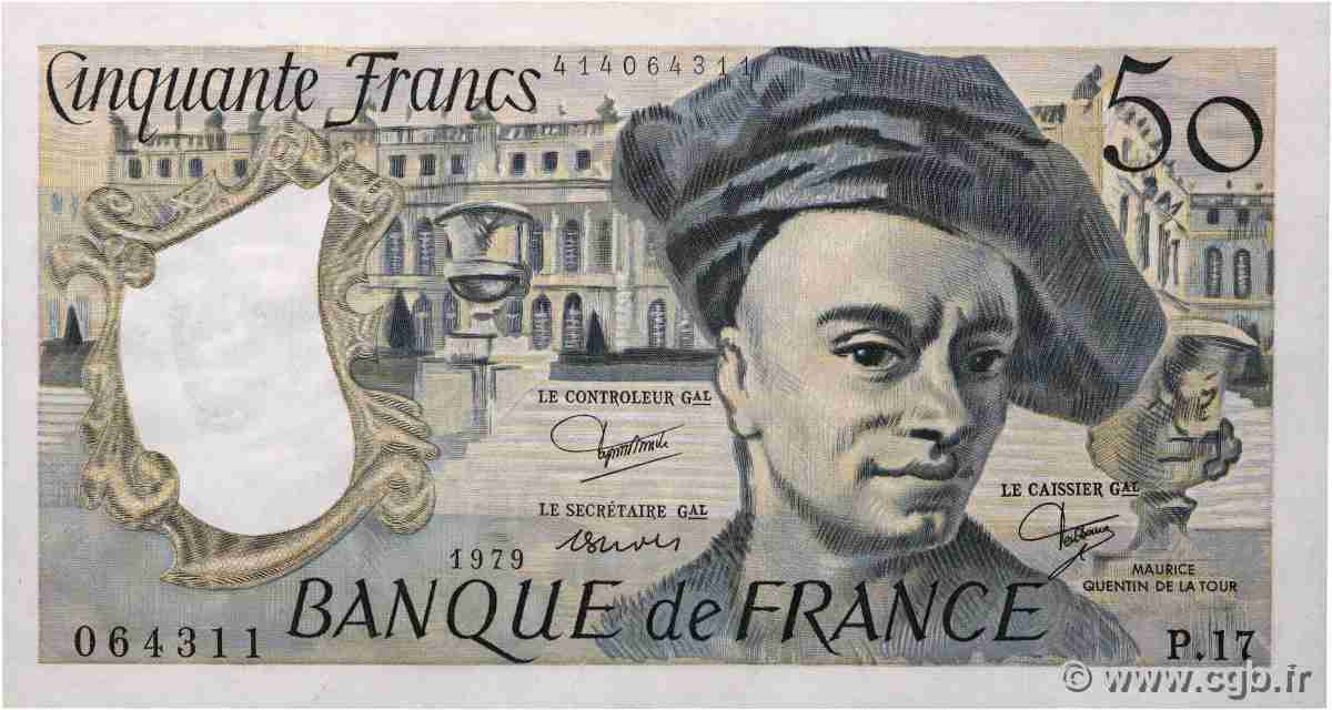 50 Francs QUENTIN DE LA TOUR FRANKREICH  1979 F.67.05 fST+