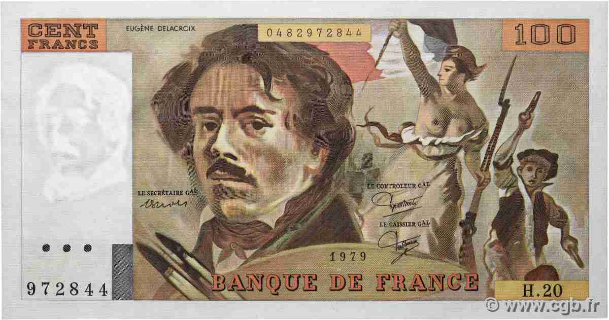100 Francs DELACROIX modifié FRANKREICH  1979 F.69.03 ST