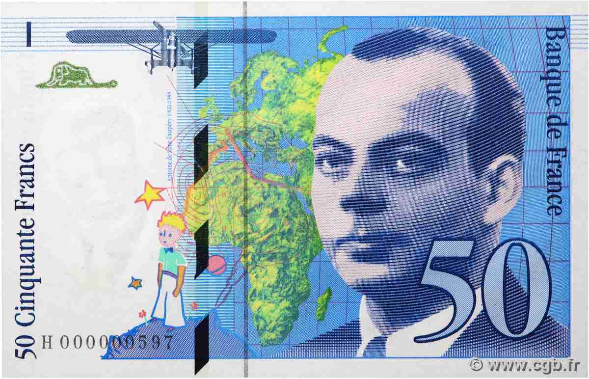 50 Francs SAINT-EXUPÉRY Numéro spécial FRANCE  1992 F.72.01aH NEUF