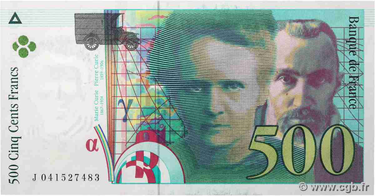 500 Francs PIERRE ET MARIE CURIE Sans STRAP Fauté FRANCE  1998 F.76f4.04 UNC-