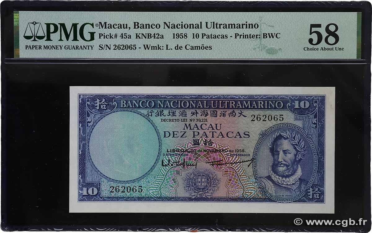 10 Patacas MACAU  1958 P.045a AU