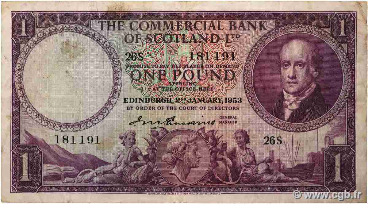 1 Pound ÉCOSSE  1953 PS.332 pr.TTB