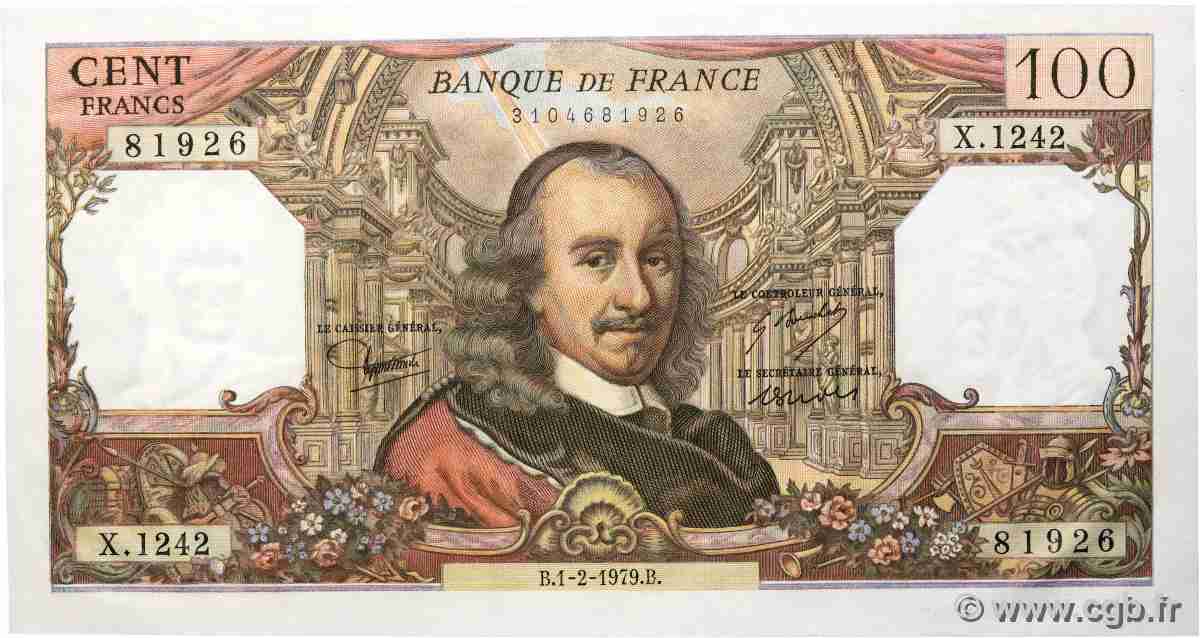 100 Francs CORNEILLE FRANCE  1979 F.65.65 UNC-