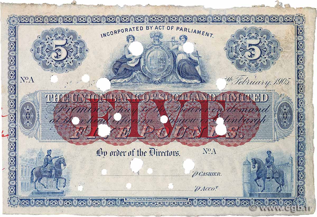 5 Pounds Épreuve ÉCOSSE  1905 PS.806e TB+