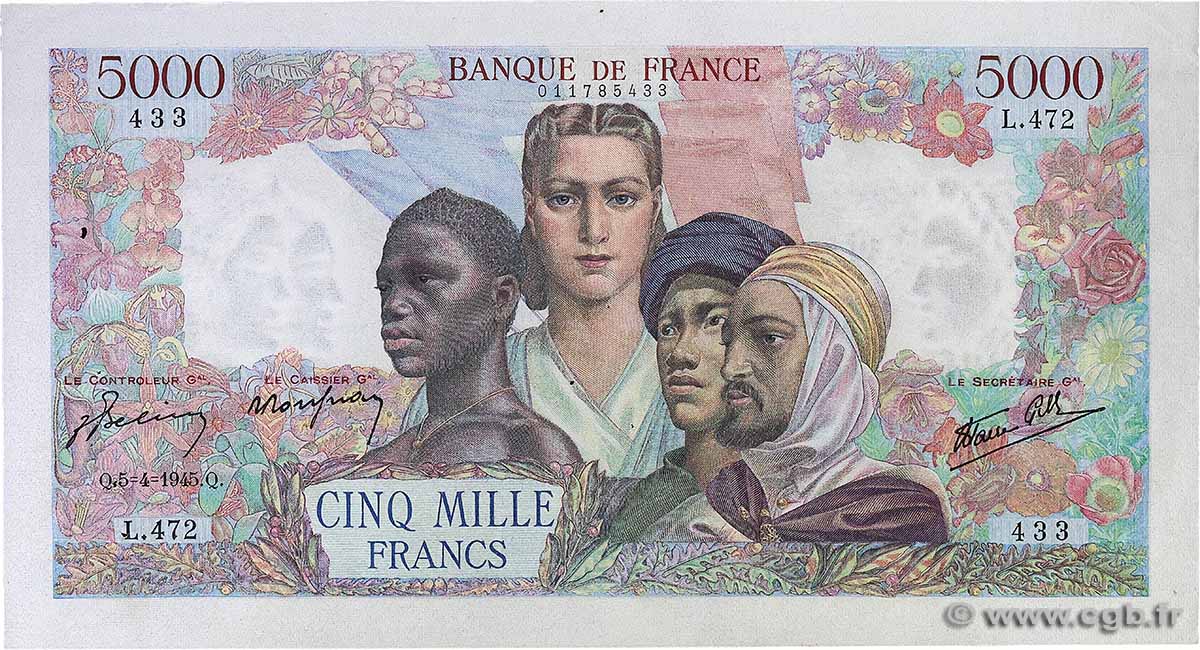 5000 Francs EMPIRE FRANÇAIS FRANCE  1945 F.47.20 TTB+