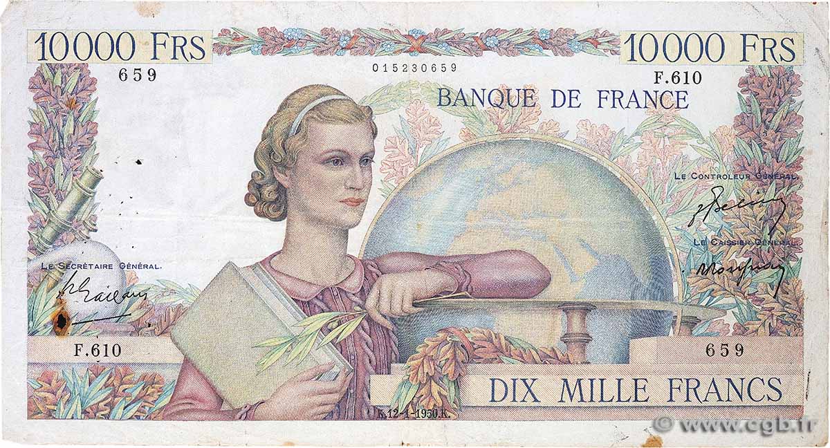 10000 Francs GÉNIE FRANÇAIS FRANCE  1950 F.50.26 pr.TB