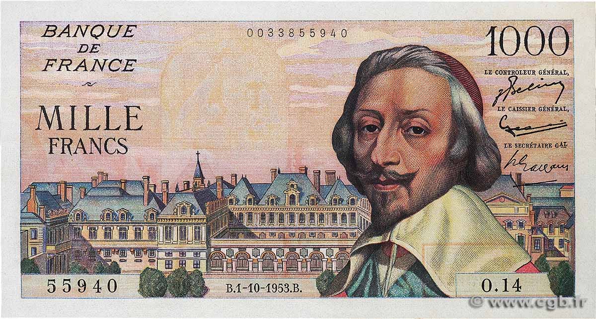 1000 Francs RICHELIEU FRANCIA  1953 F.42.03 SPL