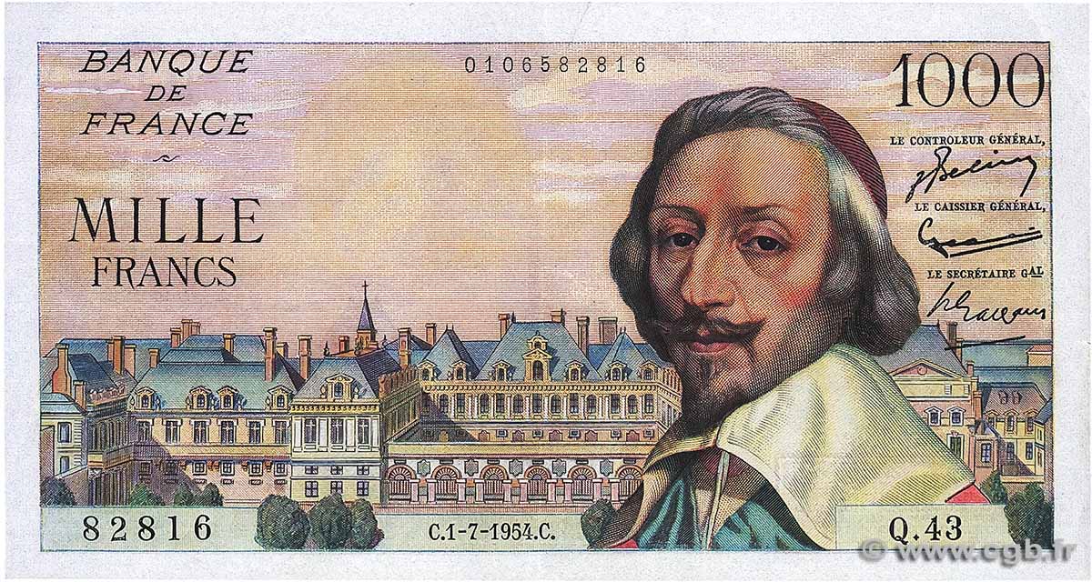 1000 Francs RICHELIEU FRANCE  1954 F.42.06 TTB+