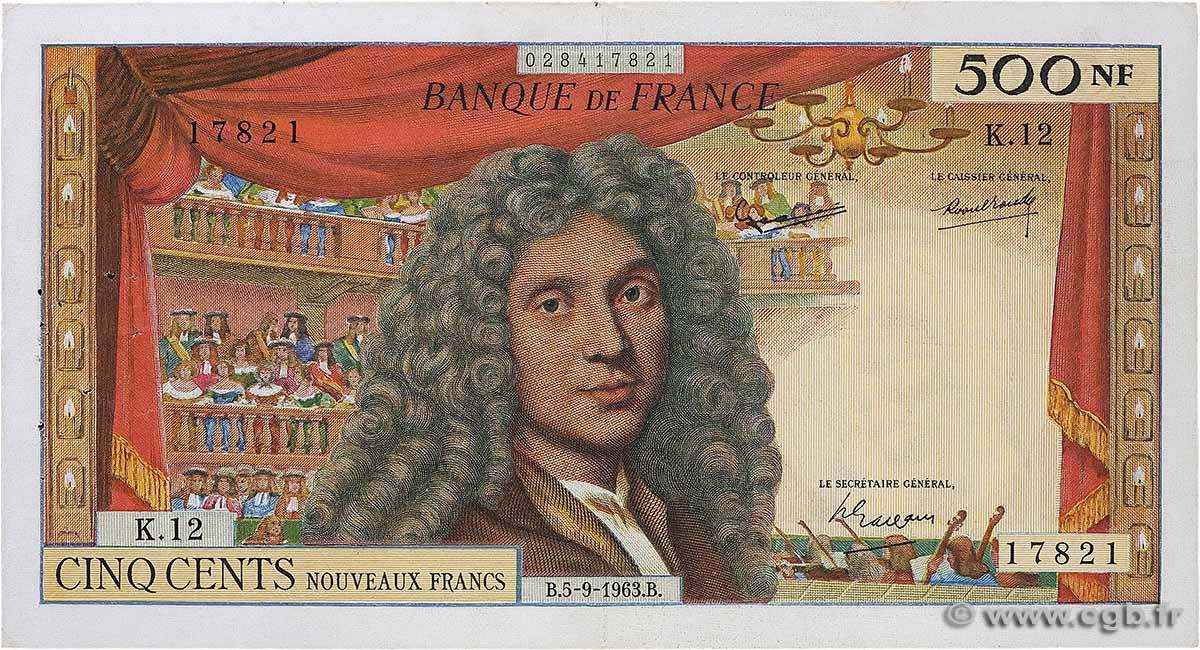 500 Nouveaux Francs MOLIÈRE FRANKREICH  1963 F.60.05 S