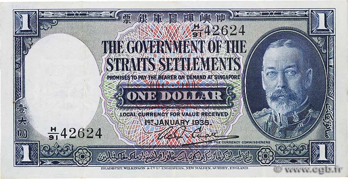 1 Dollar Numéro radar MALASIA - COLONIAS DEL ESTRECHO  1935 P.16b MBC