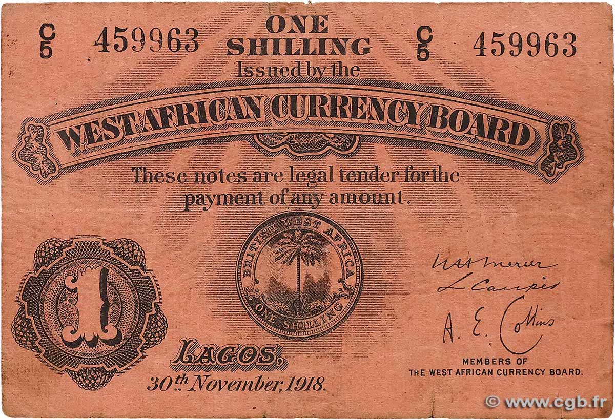 1 Shilling BRITISH WEST AFRICA  1918 P.01 F-