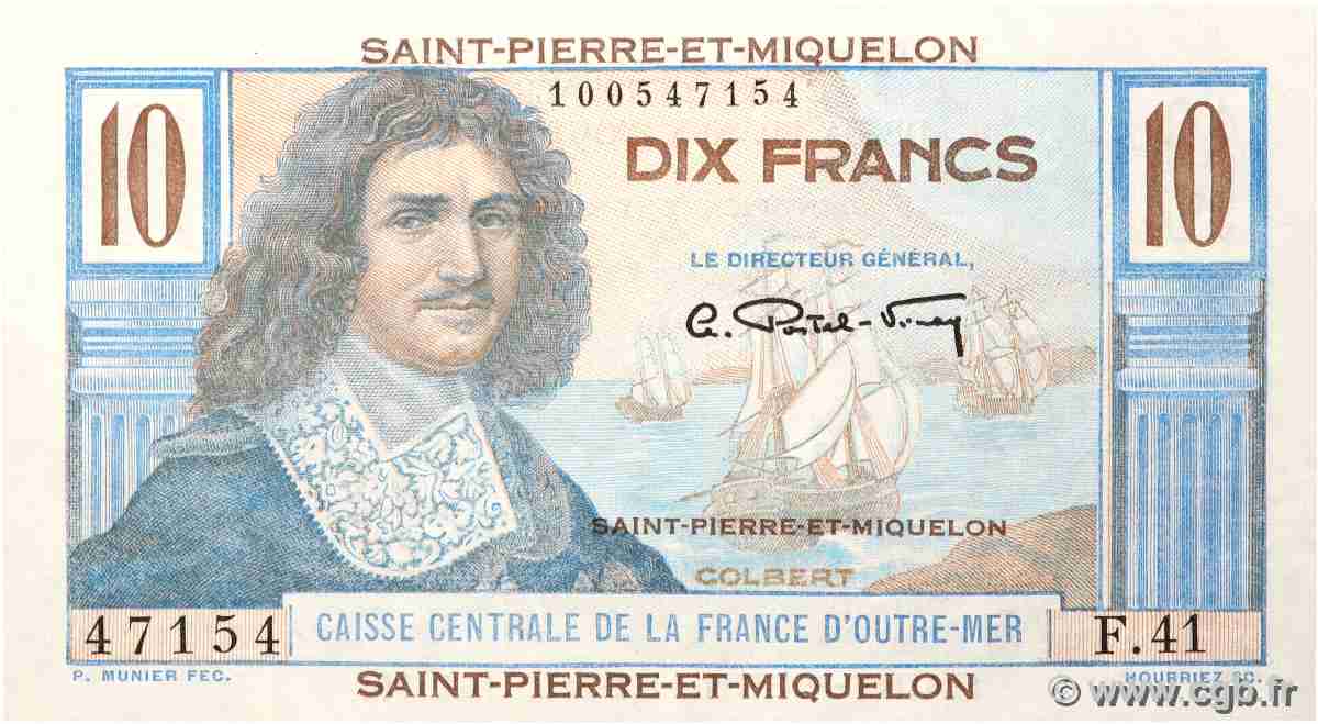10 Francs Colbert SAINT PIERRE ET MIQUELON  1946 P.23 NEUF
