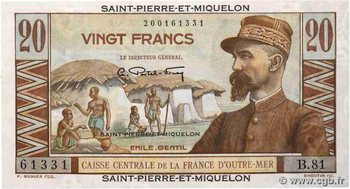 20 Francs Émile Gentil SAINT PIERRE AND MIQUELON  1946 P.24 UNC