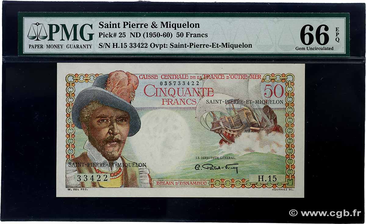 50 Francs Belain d&nbsp;Esnambuc SAINT-PIERRE UND MIQUELON  1946 P.25 ST
