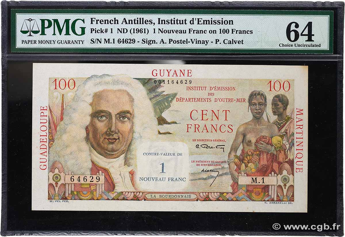 1 NF sur 100 Francs La Bourdonnais FRENCH ANTILLES  1960 P.01 q.FDC