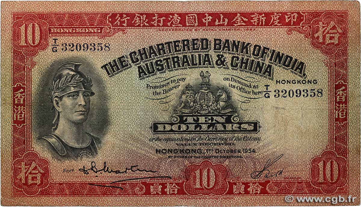 10 Dollars HONG KONG  1954 P.055c TB