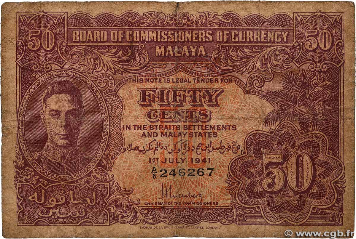 50 Cents MALAYA  1941 P.10b RC+