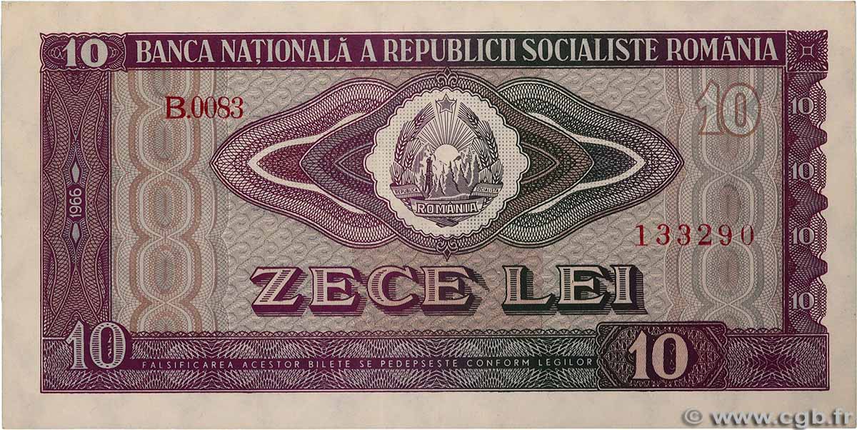 10 Lei RUMANIA  1966 P.094a EBC