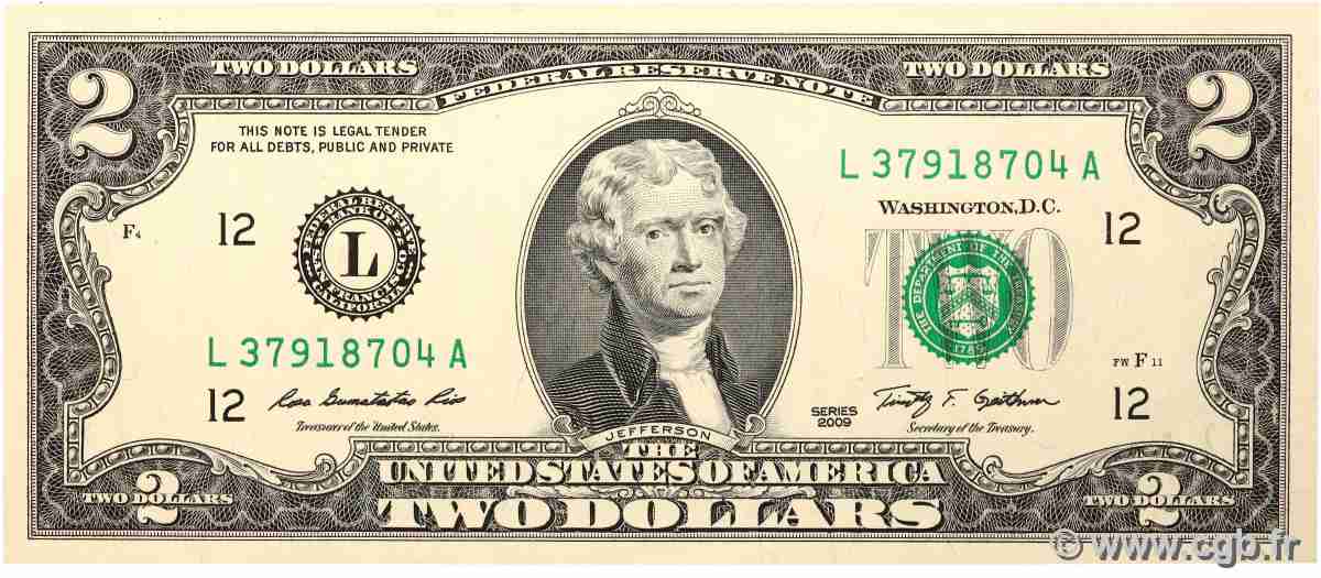 2 Dollars ESTADOS UNIDOS DE AMÉRICA San Francisco 2009 P.530A SC