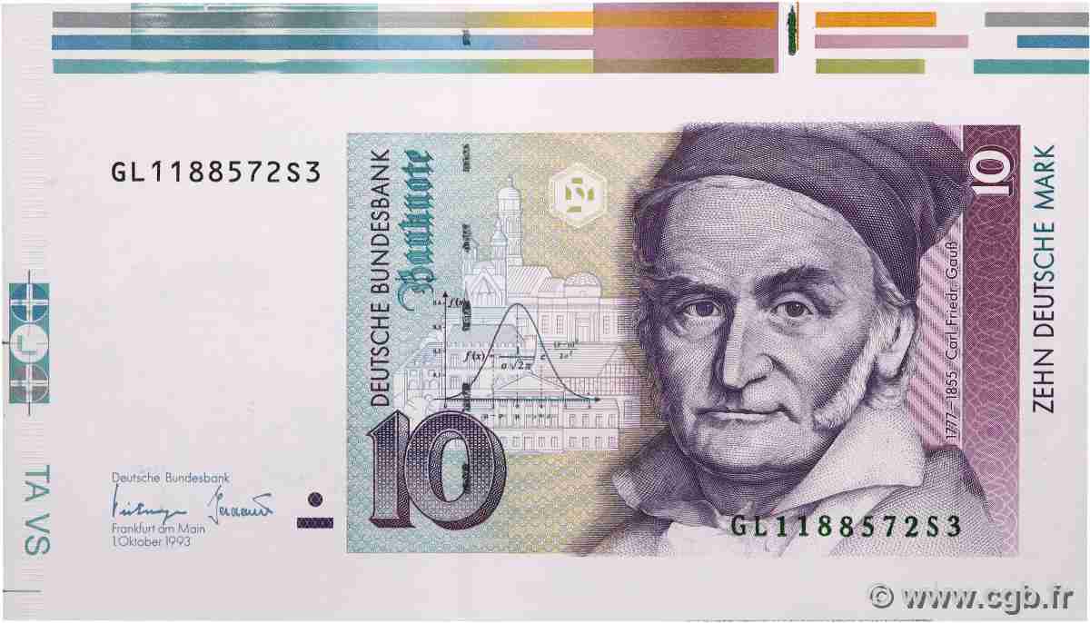 10 Deutsche Mark Fauté ALLEMAGNE FÉDÉRALE  1993 P.38c NEUF