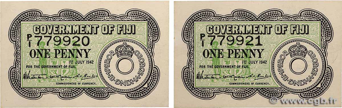 1 Penny Consécutifs FIDJI  1942 P.047a NEUF