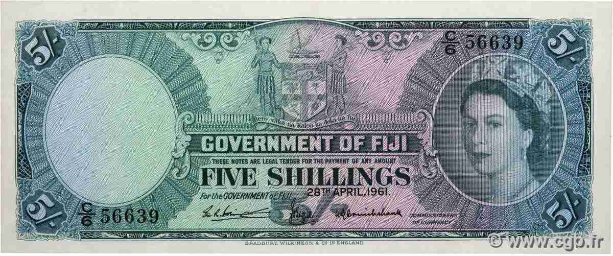 5 Shillings FIJI  1961 P.051b XF+