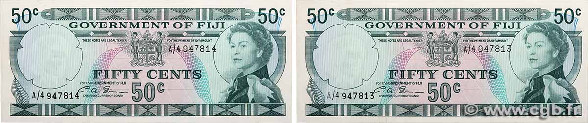 50 Cents Consécutifs FIDJI  1971 P.064b pr.NEUF