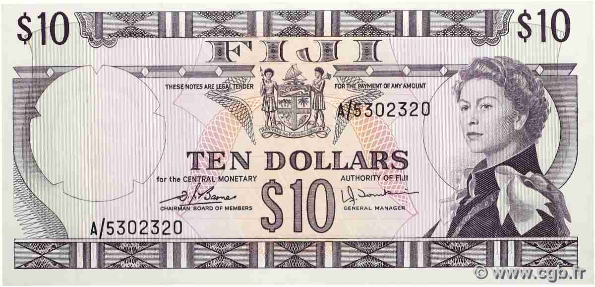 10 Dollars FIDJI  1974 P.074c NEUF