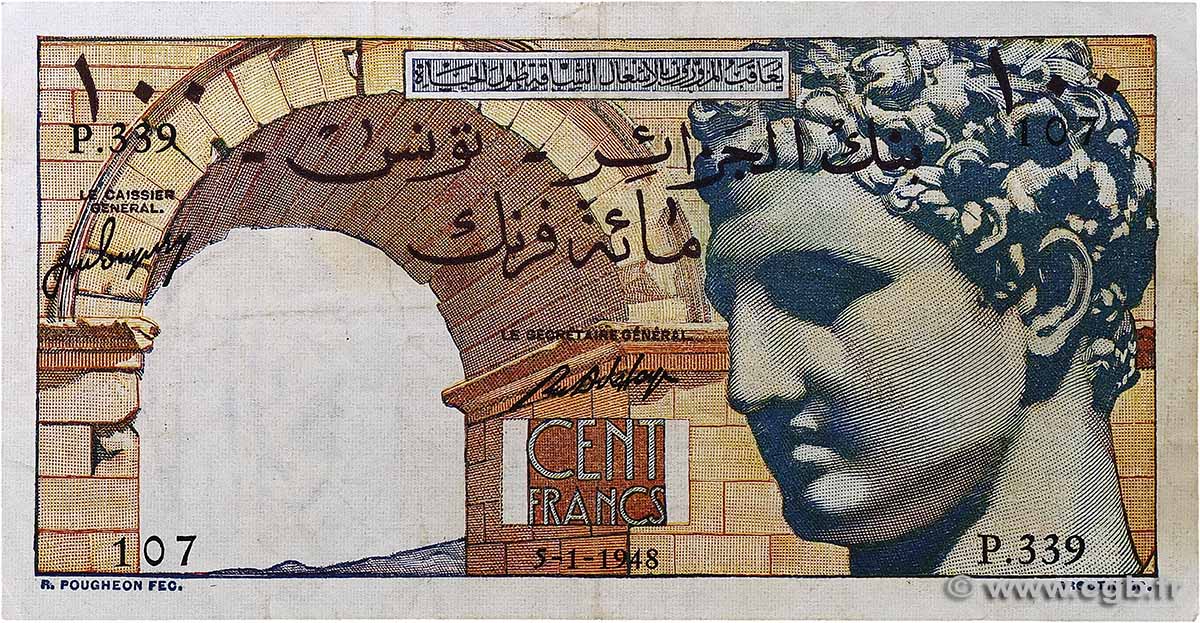 100 Francs TúNEZ  1948 P.24 BC+