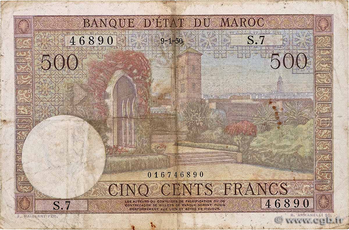 500 Francs MARUECOS  1950 P.46 BC