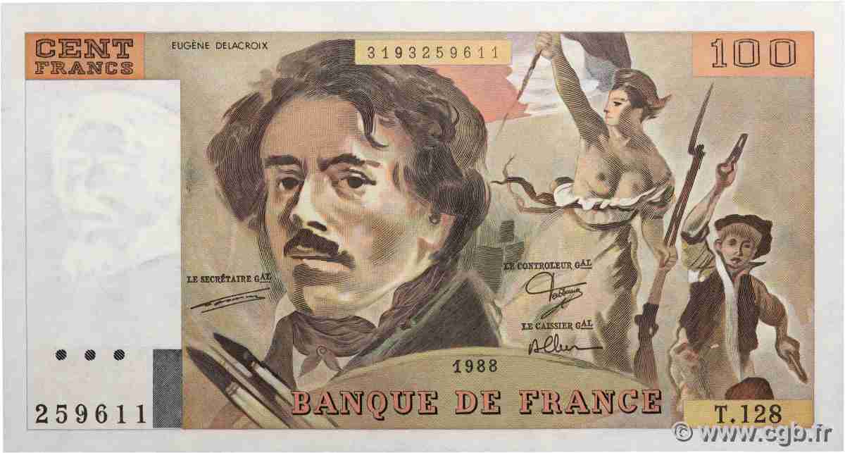 100 Francs DELACROIX modifié FRANKREICH  1988 F.69.12 ST