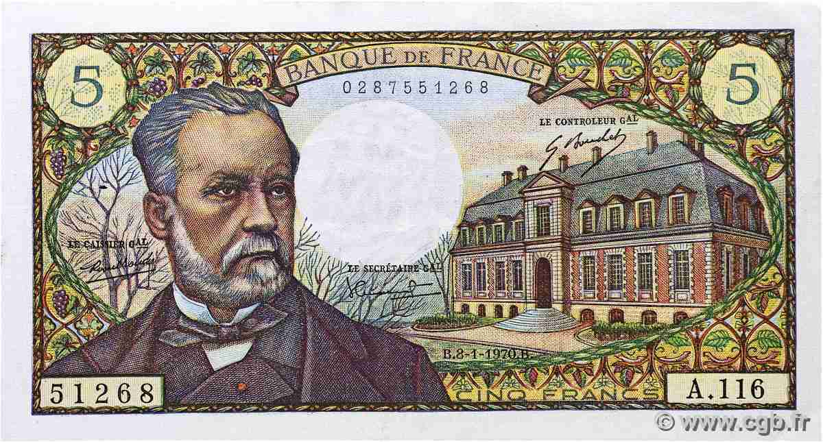 5 Francs PASTEUR FRANCIA  1970 F.61.12 MBC+