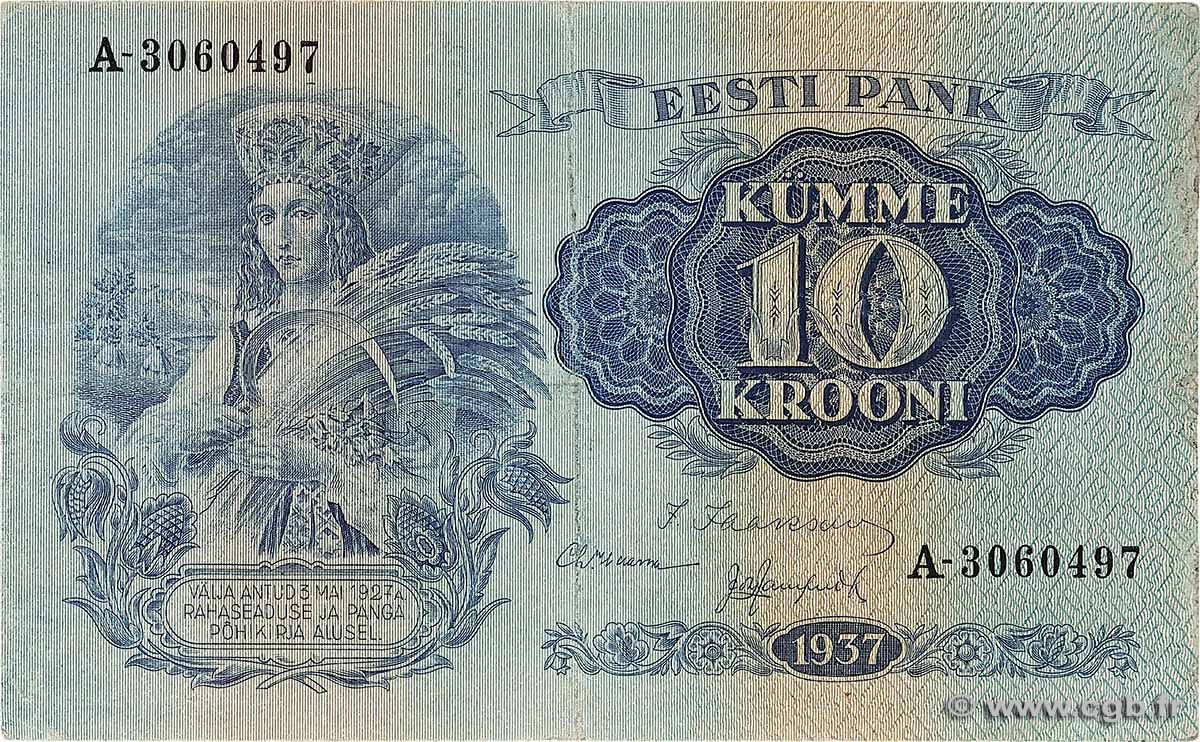 10 Krooni ESTONIA  1937 P.67a F+