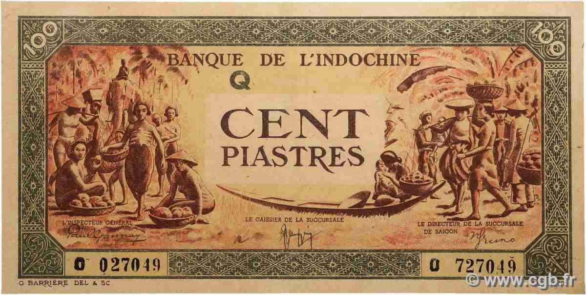 100 Piastres orange, cadre noir FRANZÖSISCHE-INDOCHINA  1942 P.073 fST