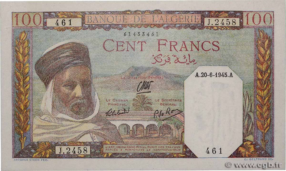 100 Francs ALGÉRIE  1945 P.085 pr.NEUF