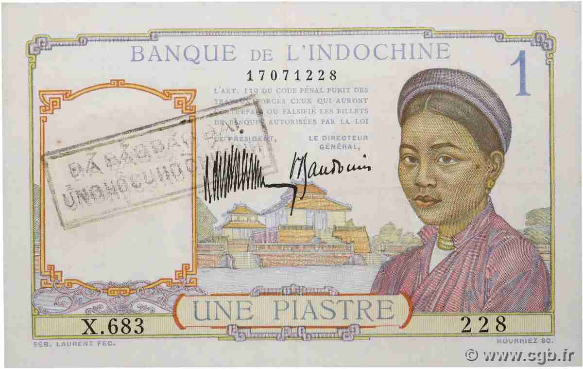 1 Piastre FRANZÖSISCHE-INDOCHINA  1932 P.052 VZ